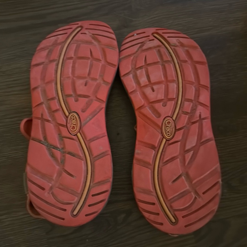 Orange and pink chacos